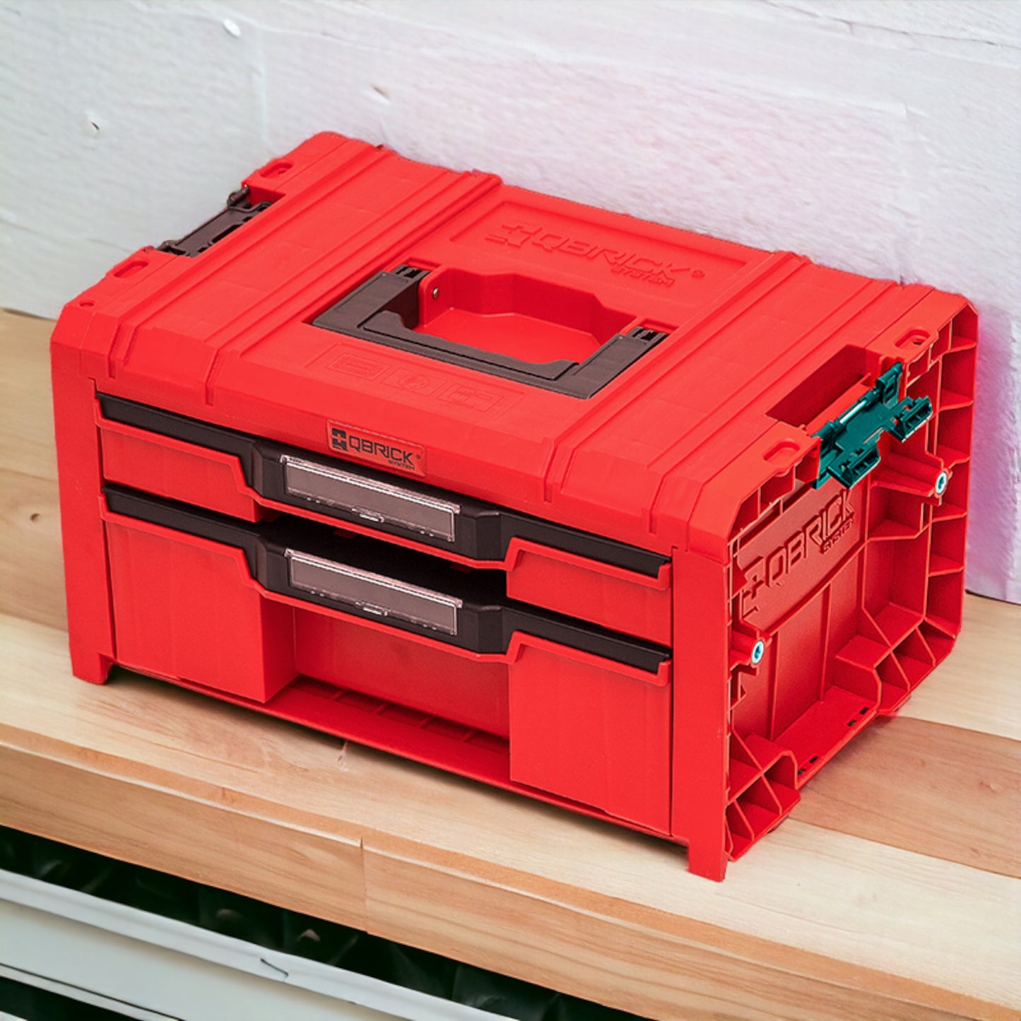 Qbrick System PRO Drawer 2 Toolbox 2.0 Expert RED ULTRA HD mallette à outils 450 x 310 x 244 mm 14 l empilable IP54 avec 2 tiroirs