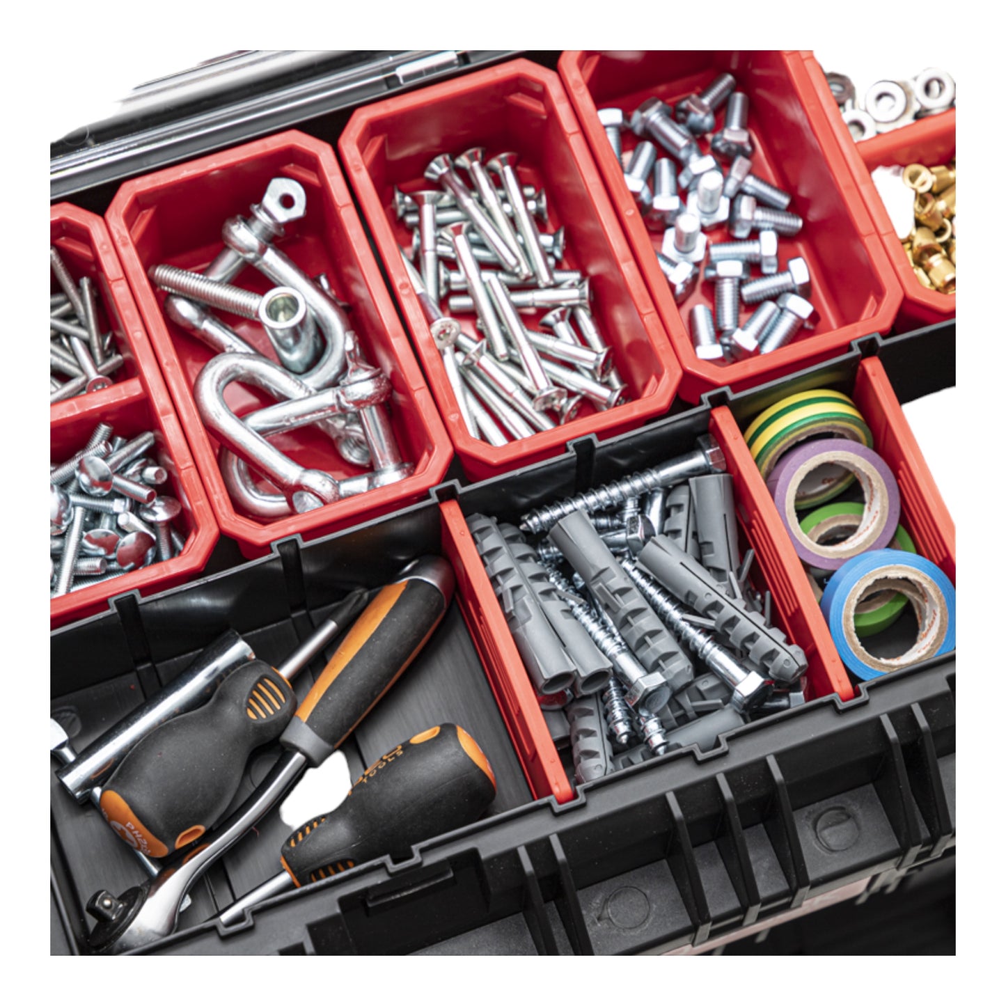 Qbrick System PRIME Toolbox 250 Expert mit Organizer stapelbar 535 x 327 x 277 mm 26l IP66 mit 10 Trennwänden + 5 Inlays