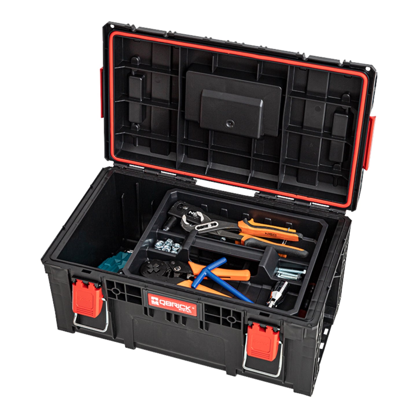 Qbrick System PRIME Toolbox 250 Vario stapelbar 535 x 327 x 271 mm 28l IP66 mit 3 Trennwänden