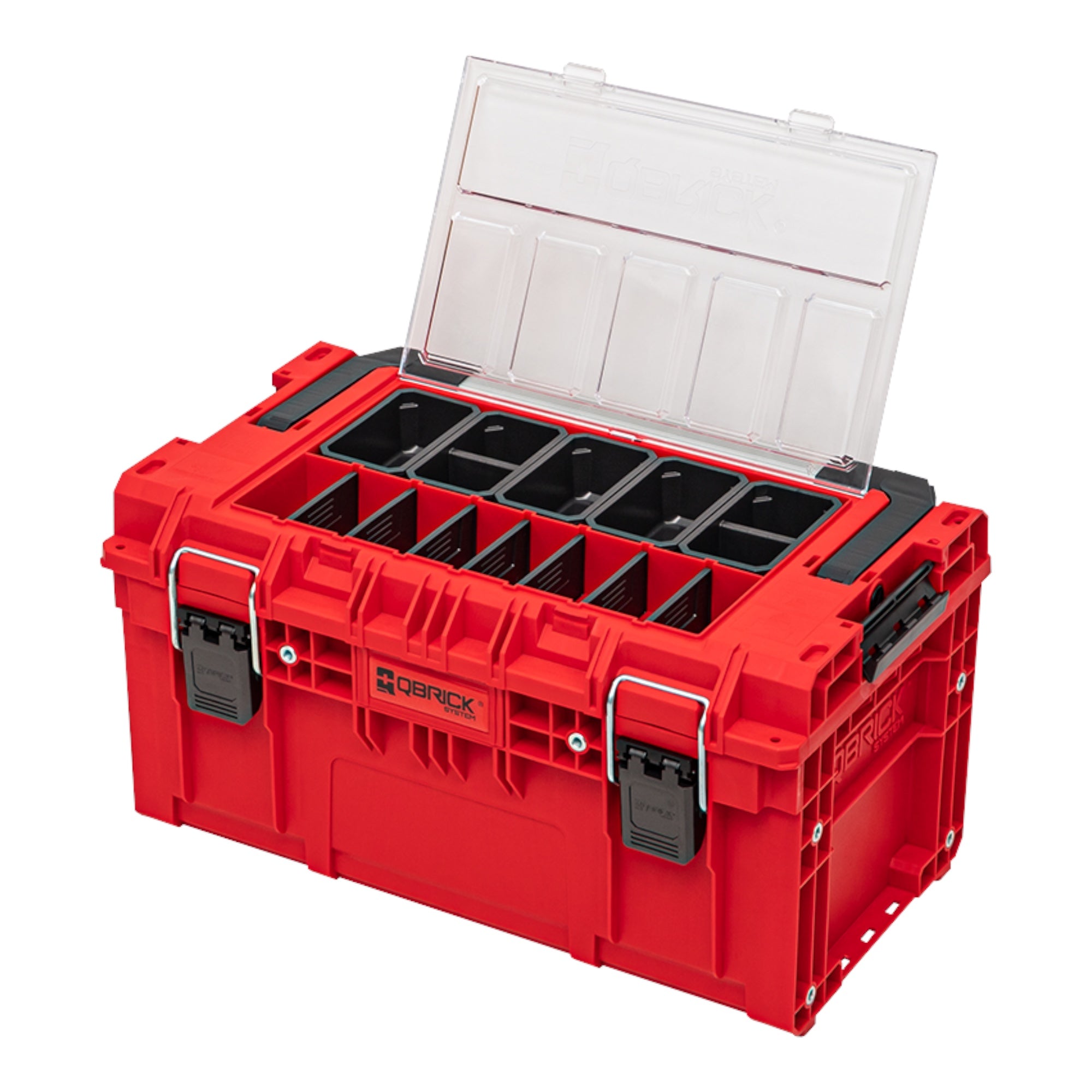 Qbrick System PRIME Toolbox 250 Expert RED ULTRA HD Custom mit Organizer  stapelbar 535 x 327 x 277 mm 26 l IP66 mit 5 Inlays und 10 Trennwänden |  Toolbrothers