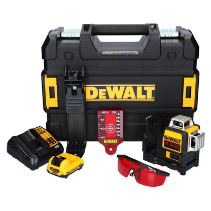 DeWalt DCE 089 D1R Akku Multilinienlaser 12 V 3x 360° rot + 1x Akku 2,0 Ah + Ladegerät + TSTAK