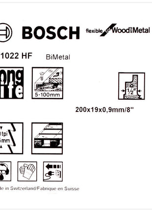 Bosch 5 Säbelsägeblätter 200 mm Flexible for Wood and Metal S 1022 HF / S1022HF( 2608656636 ) - Toolbrothers