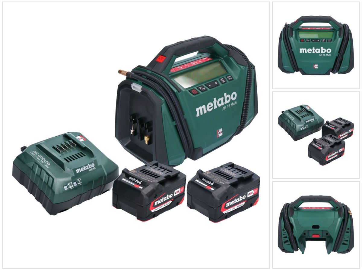 Metabo AK 18 Multi Akku Kompressor 18 V 11 bar + 2x Akku 4,0 Ah + Ladegerät