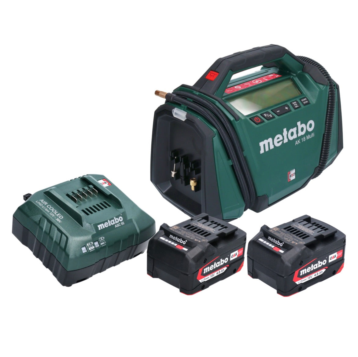 Compresseur multi-batterie Metabo AK 18 18 V 11 bar + 2x batteries 4,0 Ah + chargeur