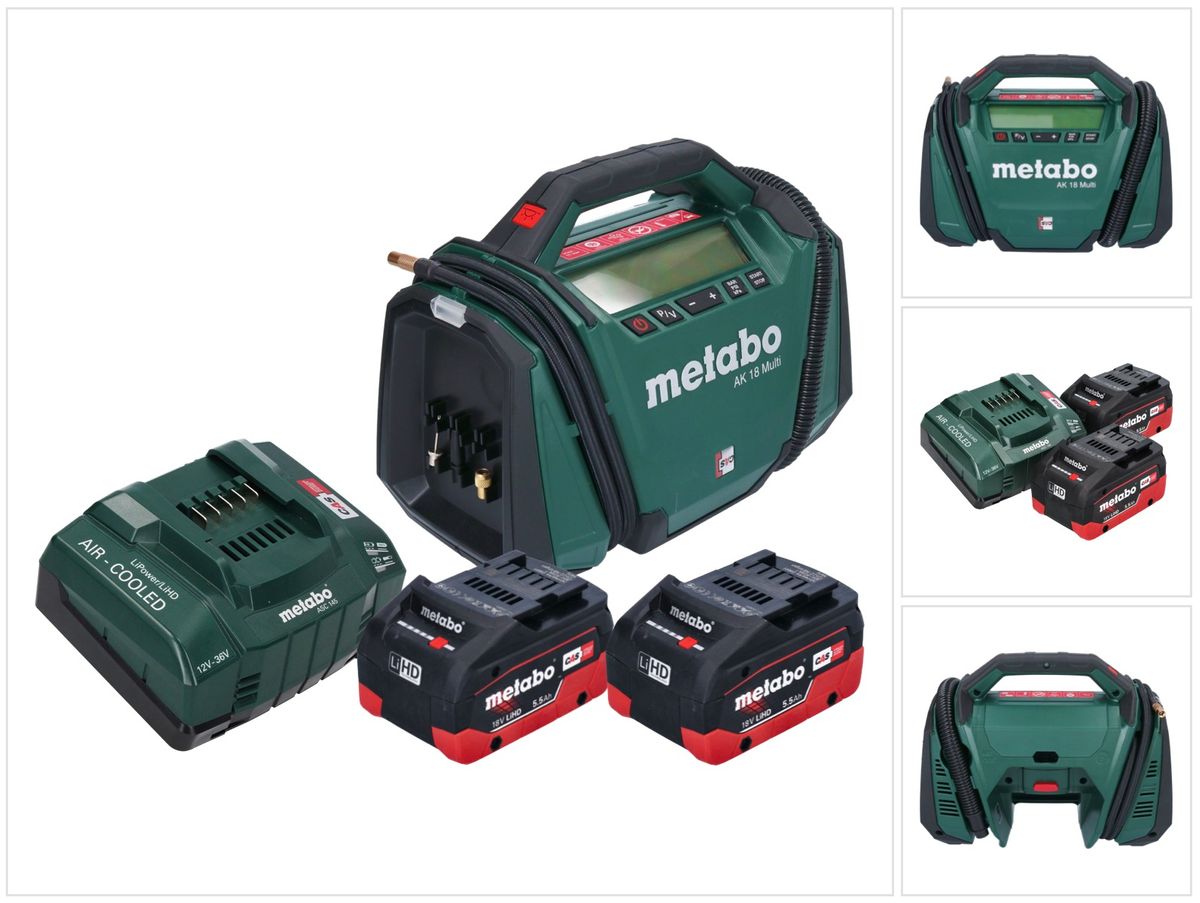 Compresseur Metabo AK 18 Multi batterie 18 V 11 bar + 2x batteries 5,5 Ah + chargeur