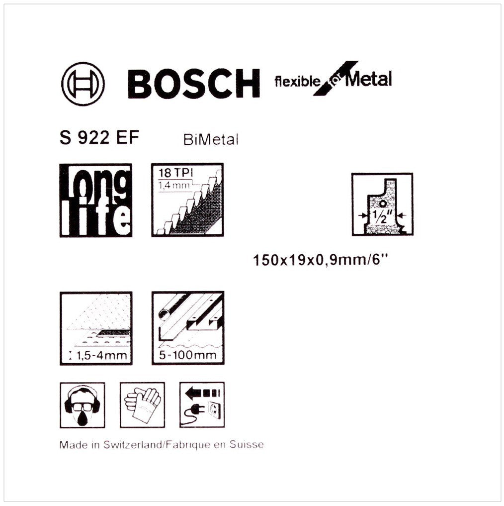 Bosch 5 Säbelsägeblätter 150 mm Progressor Flexible for Metal S 922 EF ( 2608656015 ) - Toolbrothers