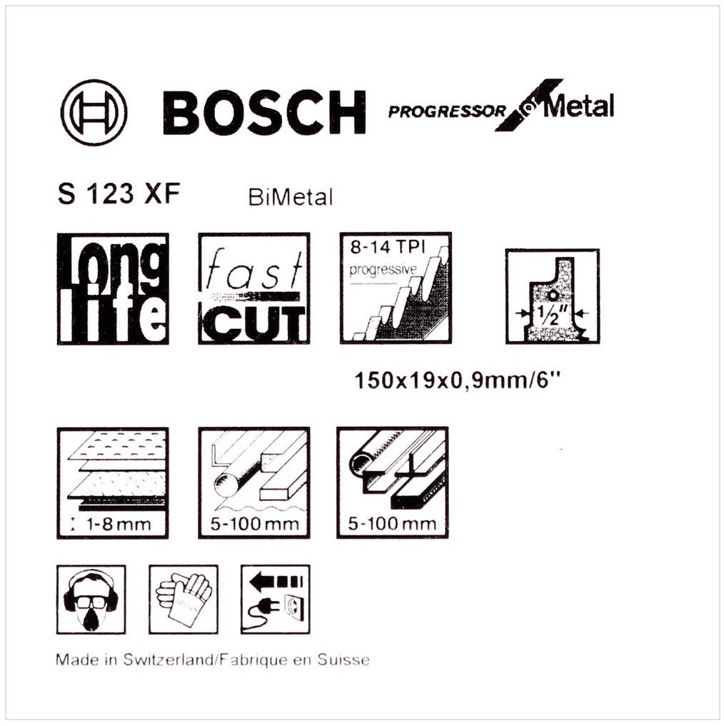 Bosch 5 Säbelsägeblätter 150 mm Progressor for Metal S 123 XF / S123XF ( 2608654402 ) - Toolbrothers