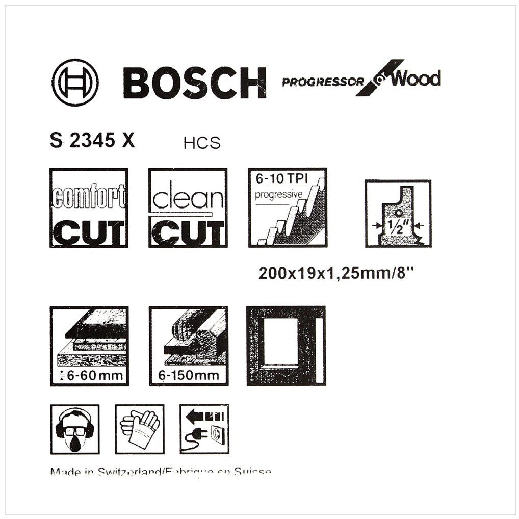 Bosch 5 Säbelsägeblätter 200 mm Progressor for Wood S 2345 X / S2345X ( 2608654404 ) - Toolbrothers