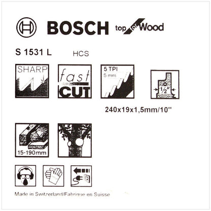 Bosch 5 Säbelsägeblätter 240 mm Top for Wood S 1531 L / S1531L ( 2608650676 ) - Toolbrothers