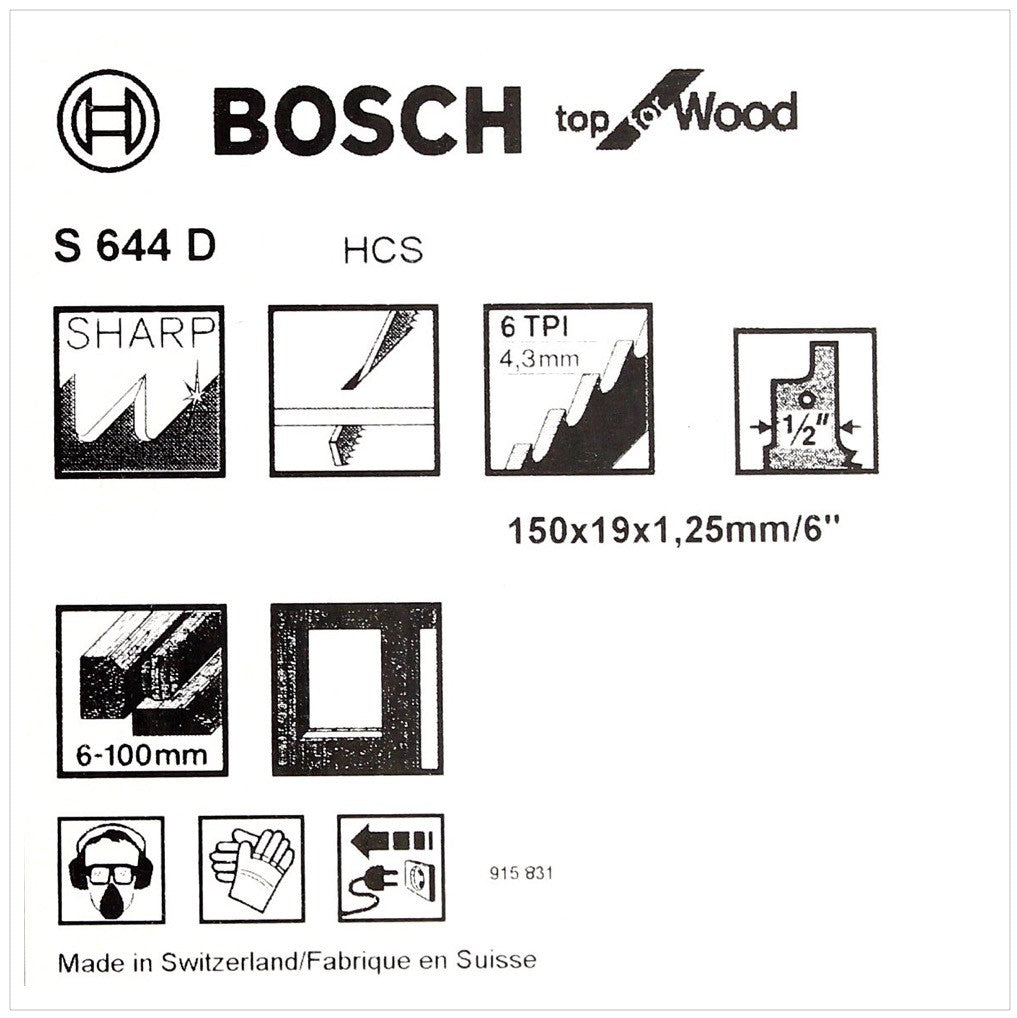 Bosch 5 Säbelsägeblätter 150 mm Top for Wood S 644 D / S644D ( 2608650673 ) - Toolbrothers