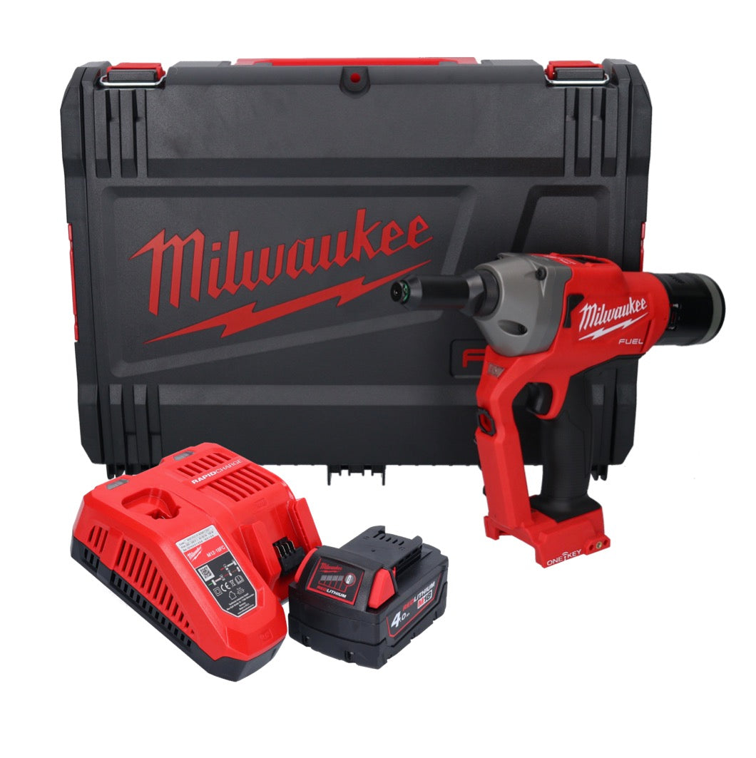 Milwaukee M18 ONEFPRT-401X Akku Blindnietgerät 18 V 20 kN Brushless + 1x Akku 4,0 Ah + Ladegerät + HD Box