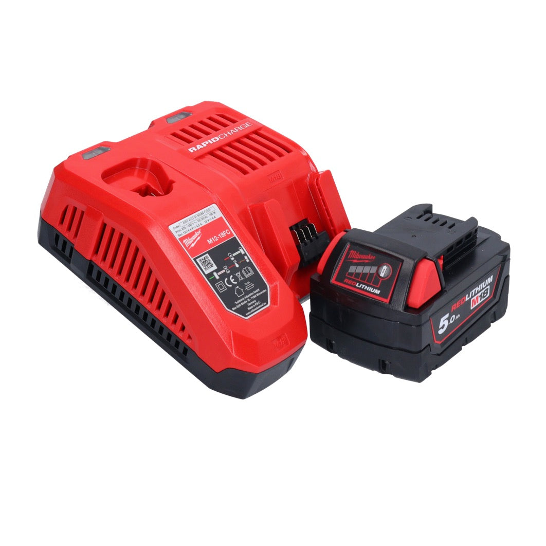 Riveteuse aveugle sur batterie Milwaukee M18 ONEFPRT-501X 18 V 20 kN sans balais + 1x batterie 5,0 Ah + chargeur + boîtier HD