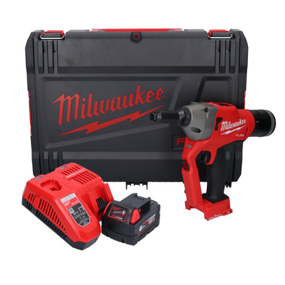 Riveteuse aveugle sur batterie Milwaukee M18 ONEFPRT-601X 18 V 20 kN sans balais + 1x batterie 6,0 Ah + chargeur + boîtier HD