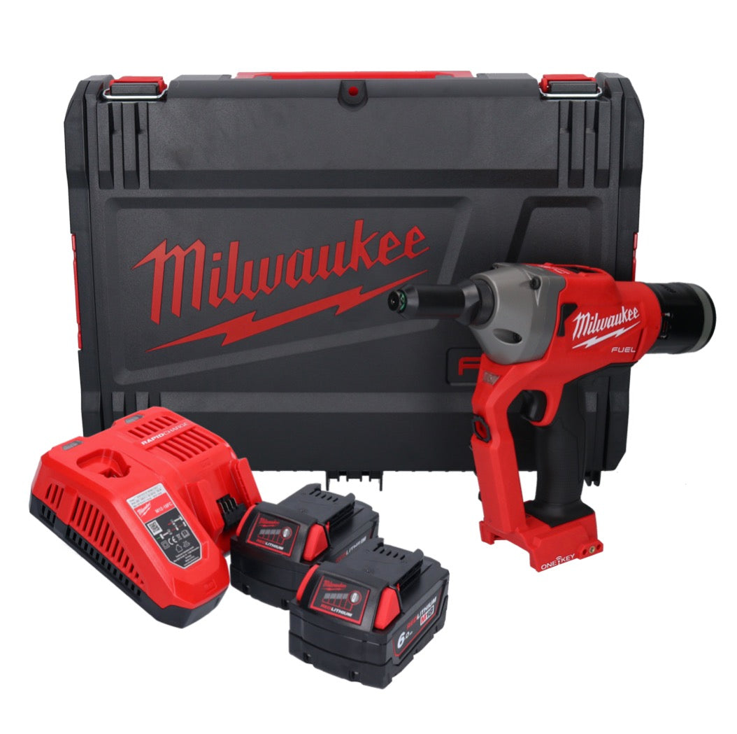 Milwaukee M18 ONEFPRT-602X Akku Blindnietgerät 18 V 20 kN Brushless + 2x Akku 6,0 Ah + Ladegerät + HD Box