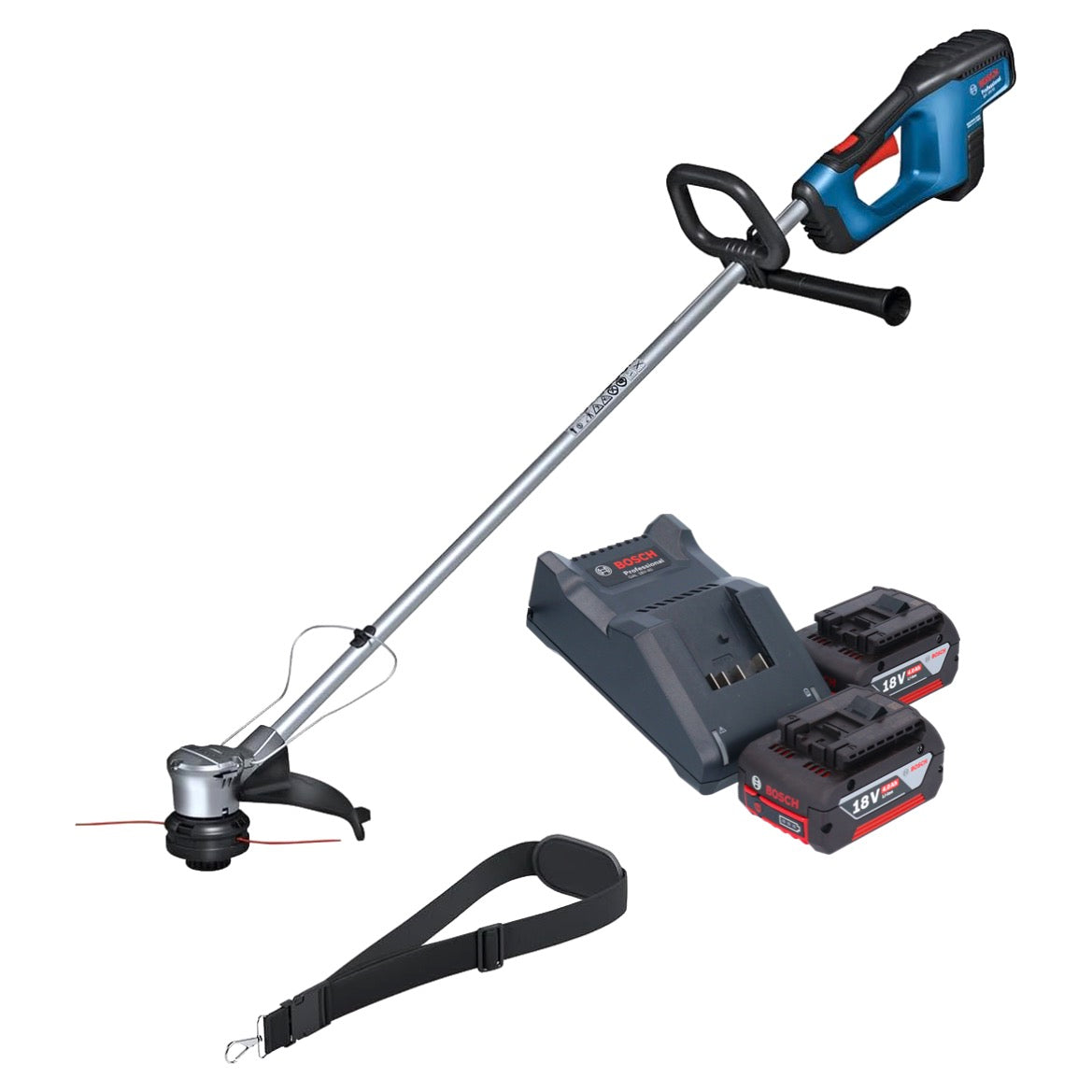 Bosch GRT 18V-33 Professional Akku Rasentrimmer 18 V 330 mm Brushless + 2x Akku 4,0 Ah + Ladegerät