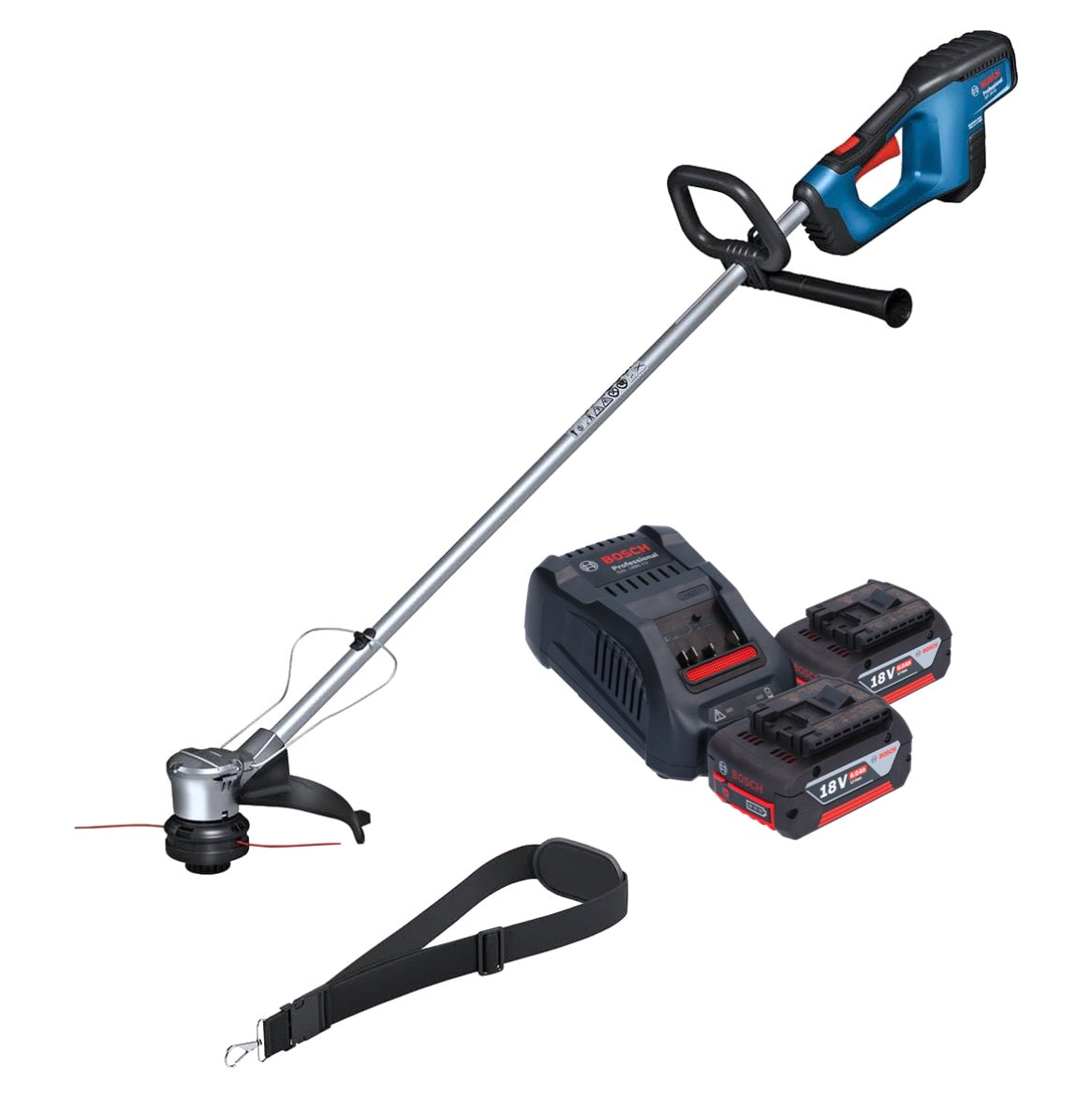 Bosch GRT 18V-33 Professional Akku Rasentrimmer 18 V 330 mm Brushless + 2x Akku 6,0 Ah + Ladegerät