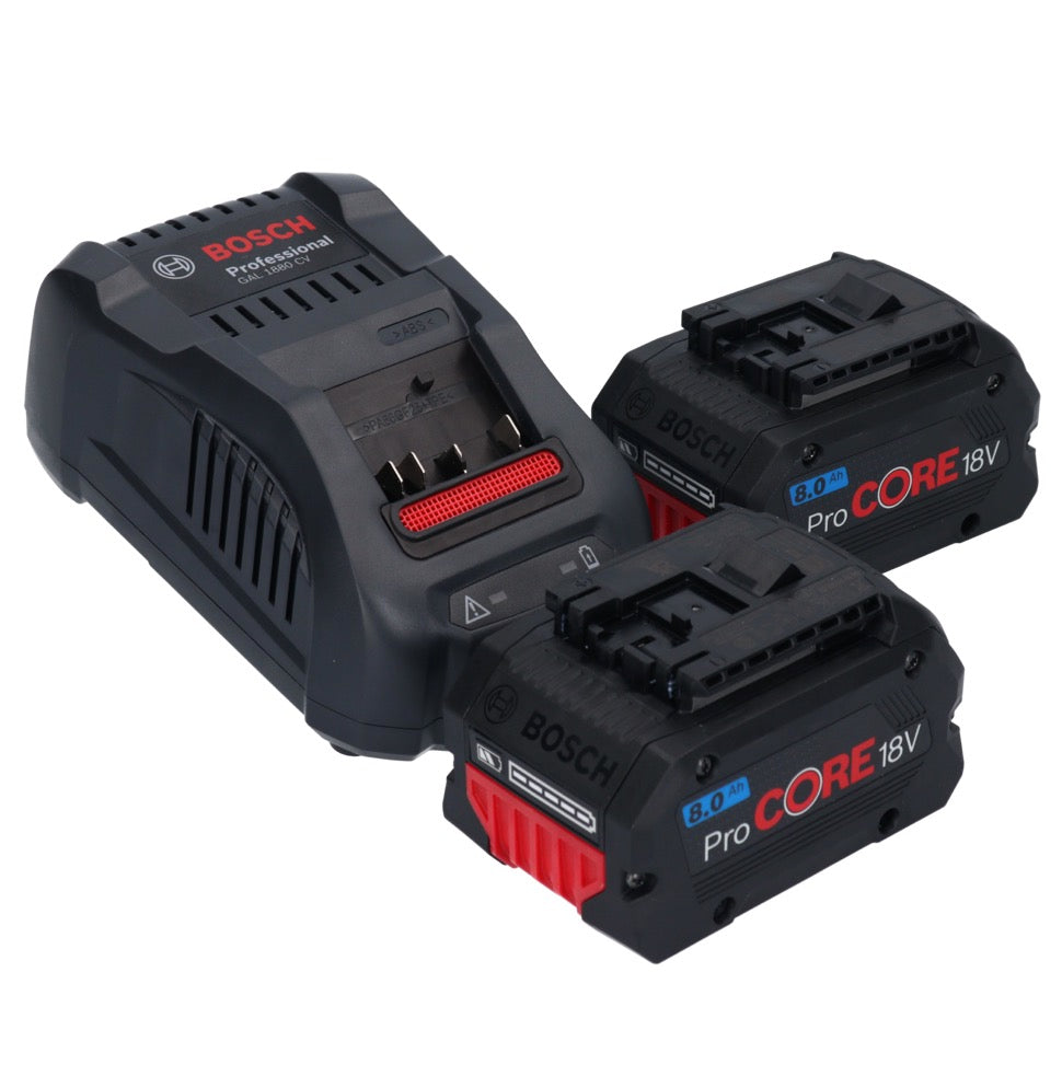 Bosch GBL 18V-750 Professional Akku Gebläse 18 V BITURBO Brushless + 2x ProCORE Akku 8,0 Ah + Ladegerät