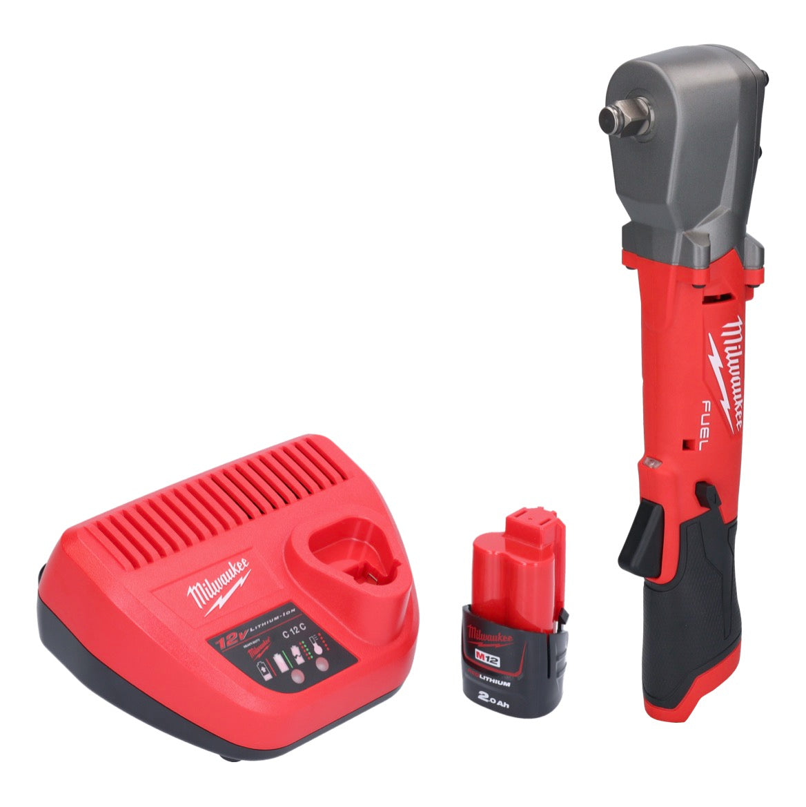 Clé à chocs angulaire sur batterie Milwaukee M12 FRAIWF12-201 12 V 1/2" 270 Nm sans balai + 1x batterie 2,0 Ah + chargeur