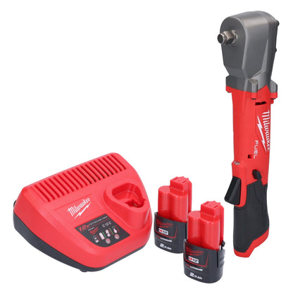 Clé à chocs angulaire sur batterie Milwaukee M12 FRAIWF12-202 12 V 1/2" 270 Nm sans balai + 2x batterie 2,0 Ah + chargeur