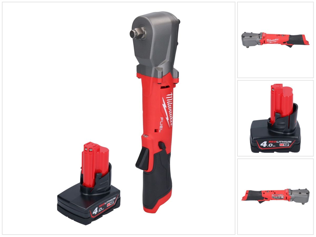 Clé à chocs angulaire sur batterie Milwaukee M12 FRAIWF12-401 12 V 1/2" 270 Nm sans balais + 1x batterie 4,0 Ah - sans chargeur