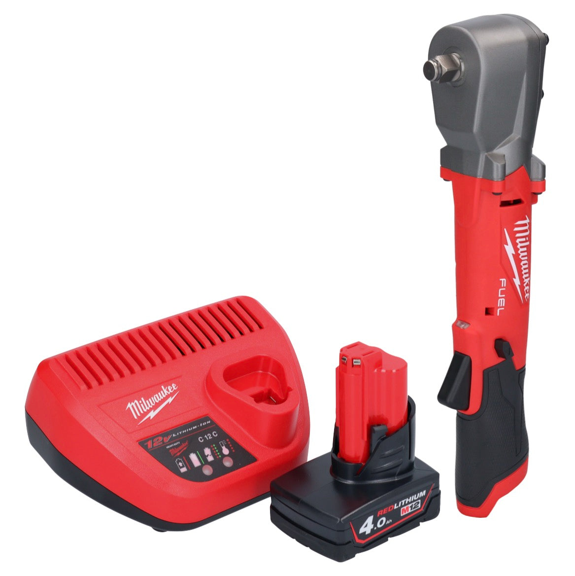 Clé à chocs angulaire sur batterie Milwaukee M12 FRAIWF12-401 12 V 1/2" 270 Nm sans balais + 1x batterie 4,0 Ah + chargeur