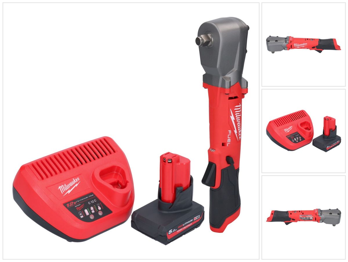 Clé à chocs angulaire sur batterie Milwaukee M12 FRAIWF12-501 12 V 1/2" 270 Nm sans balai + 1x batterie 5,0 Ah + chargeur