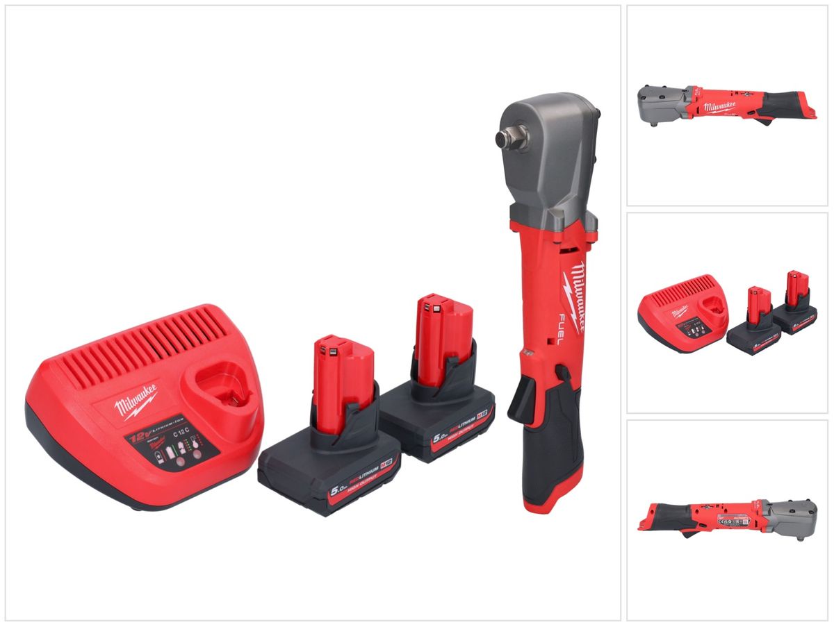 Clé à chocs angulaire sur batterie Milwaukee M12 FRAIWF12-502 12 V 1/2" 270 Nm brushless + 2x batteries 5,0 Ah + chargeur