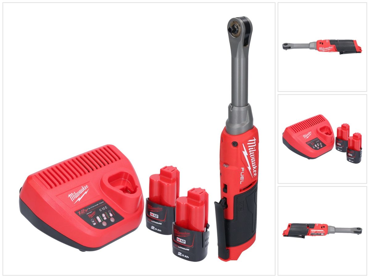 Milwaukee M12 FHIR14LR-202 Akku Hochgeschwindigkeits Ratsche 12 V 47 Nm 1/4" Brushless + 2x Akku 2,0 Ah + Ladegerät