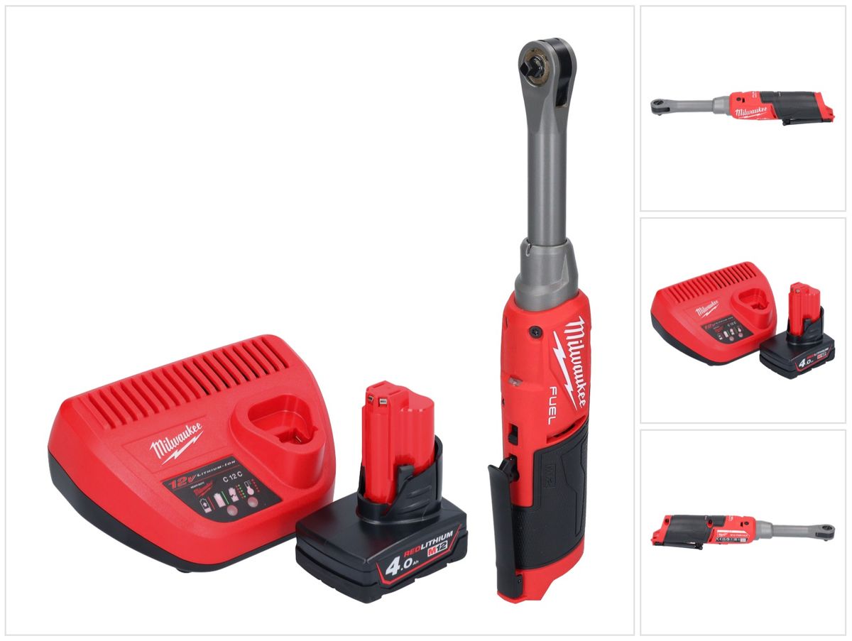 Milwaukee M12 FHIR14LR-401 Akku Hochgeschwindigkeits Ratsche 12 V 47 Nm 1/4" Brushless + 1x Akku 4,0 Ah + Ladegerät