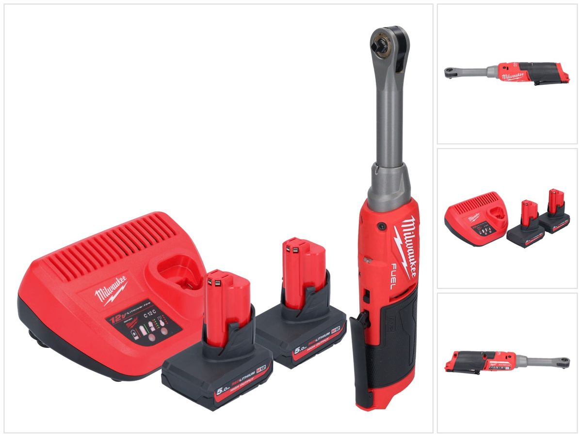 Milwaukee M12 FHIR14LR-502 Akku Hochgeschwindigkeits Ratsche 12 V 47 Nm 1/4" Brushless + 2x Akku 5,0 Ah + Ladegerät