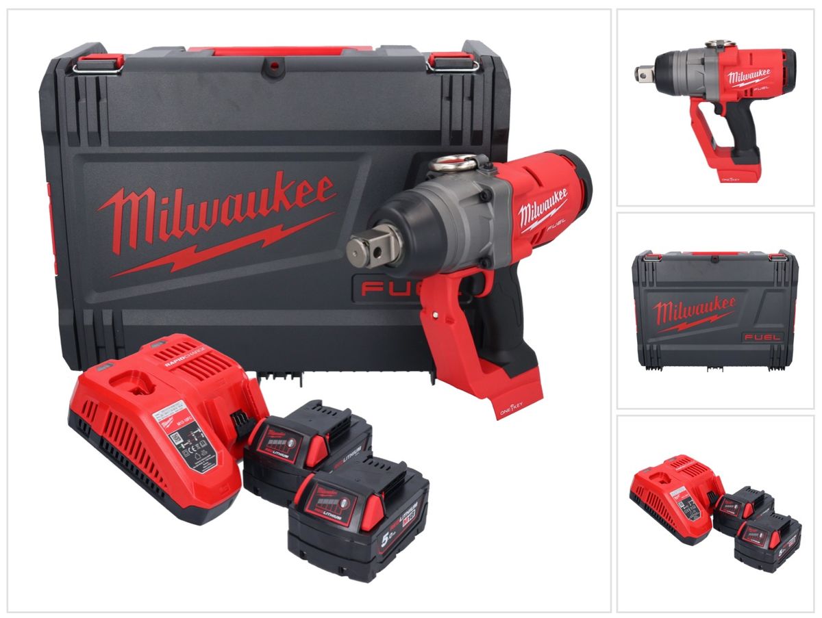 Clé à chocs sans fil Milwaukee M18 ONEFHIWF1-502X 18 V 2033 Nm 1″ brushless + 2x batterie 5,0 Ah + chargeur + boîtier HD