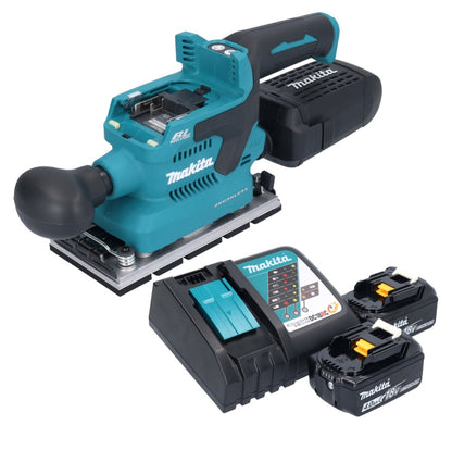 Makita DBO 381 RMU Akku Schwingschleifer 18 V 93 x 185 mm Brushless + 2x Akku 4,0 Ah + Ladegerät