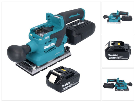 Makita DBO 381 G1U ponceuse orbitale sur batterie 18 V 93 x 185 mm sans balais + 1x batterie 6,0 Ah - sans chargeur