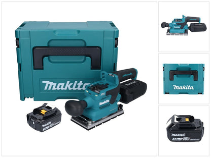 Makita DBO 381 F1JU Ponceuse orbitale sur batterie 18 V 93 x 185 mm sans balais + 1x batterie 3,0 Ah + Makpac - sans chargeur