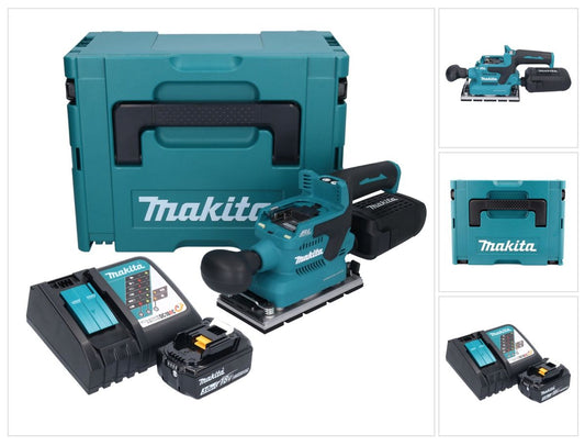 Makita DBO 381 RF1JU ponceuse orbitale sur batterie 18 V 93 x 185 mm sans balais + 1x batterie 3,0 Ah + chargeur + Makpac