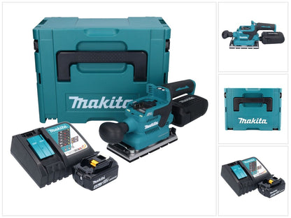 Makita DBO 381 RM1JU ponceuse orbitale sur batterie 18 V 93 x 185 mm sans balais + 1x batterie 4,0 Ah + chargeur + Makpac