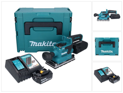 Makita DBO 381 RT1JU ponceuse orbitale sur batterie 18 V 93 x 185 mm sans balais + 1x batterie 5,0 Ah + chargeur + Makpac