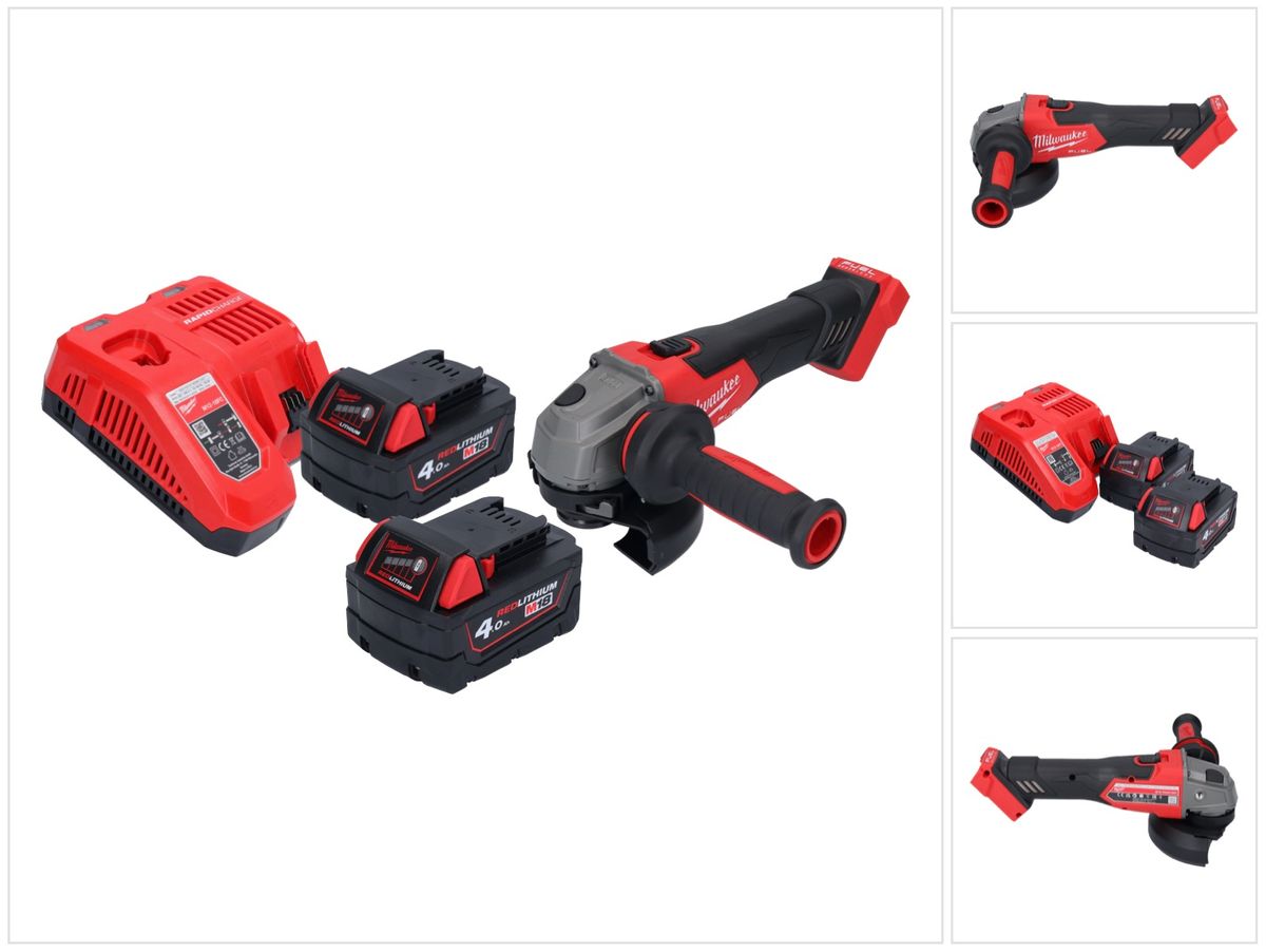 Milwaukee M18 FSAG125X-402 Akku Winkelschleifer 18 V 125 mm Brushless + 2x Akku 4,0 Ah + Ladegerät