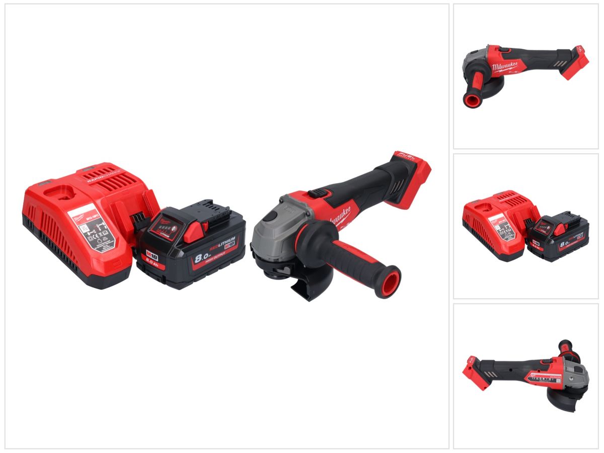 Milwaukee M18 FSAG125X-801 Akku Winkelschleifer 18 V 125 mm Brushless + 1x Akku 8,0 Ah + Ladegerät