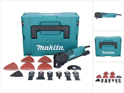 Makita TM 3010 CX3J Multifunktionswerkzeug 320 W OIS / Starlock + 59 tlg. Zubehör Set + Makpac