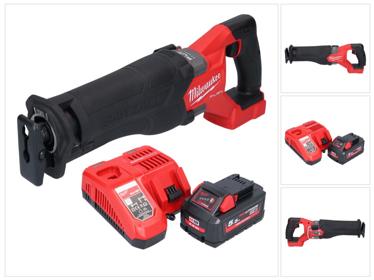 Milwaukee M18 FSZ-551 Akku Recipro Säbelsäge 18 V Brushless + 1x Akku 5,5 Ah + Ladegerät