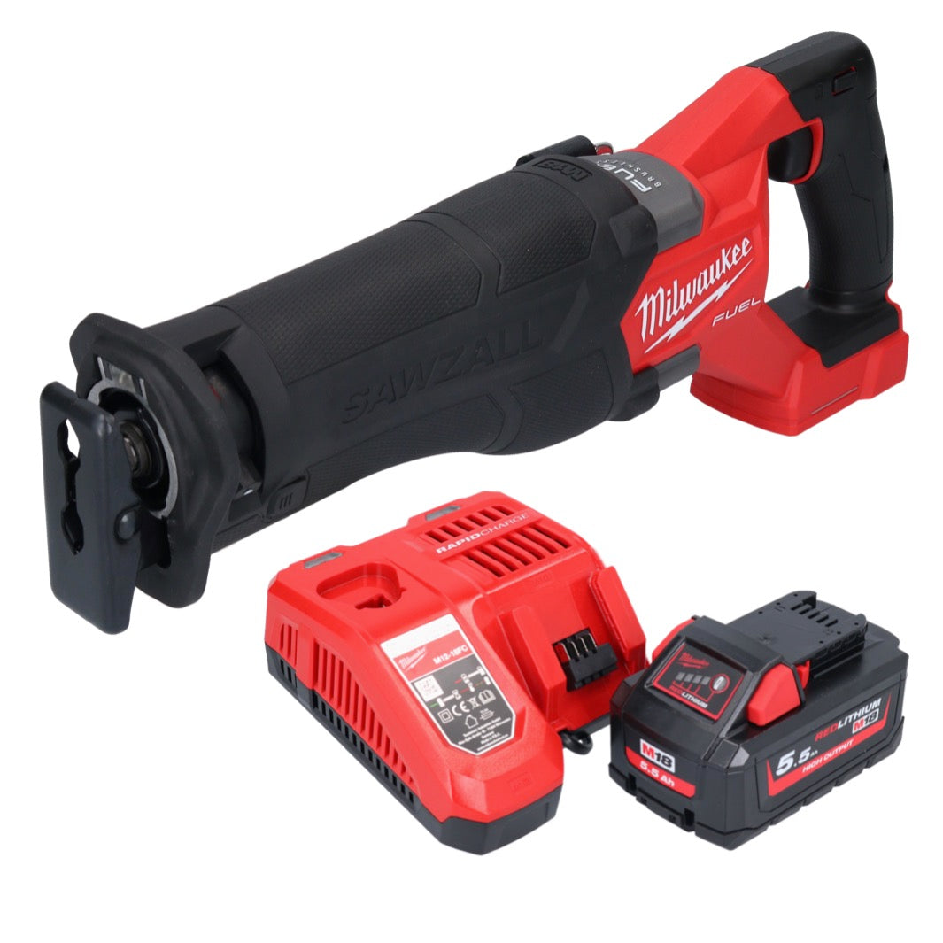 Batterie Milwaukee M18 FSZ-551 Scie sabre Recipro 18 V brushless + 1x batterie 5,5 Ah + chargeur