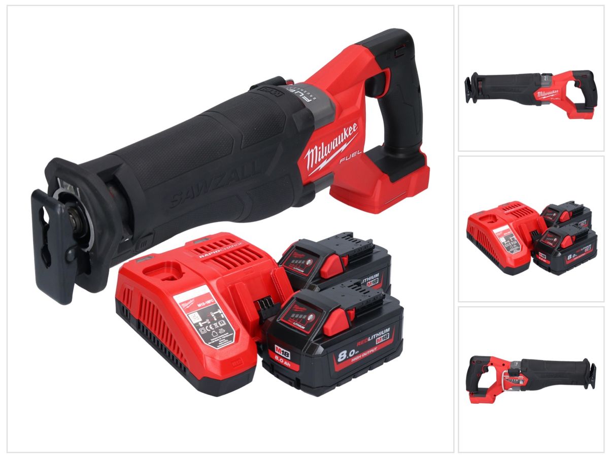 Milwaukee M18 FSZ-802 Akku Recipro Säbelsäge 18 V Brushless + 2x Akku 8,0 Ah + Ladegerät