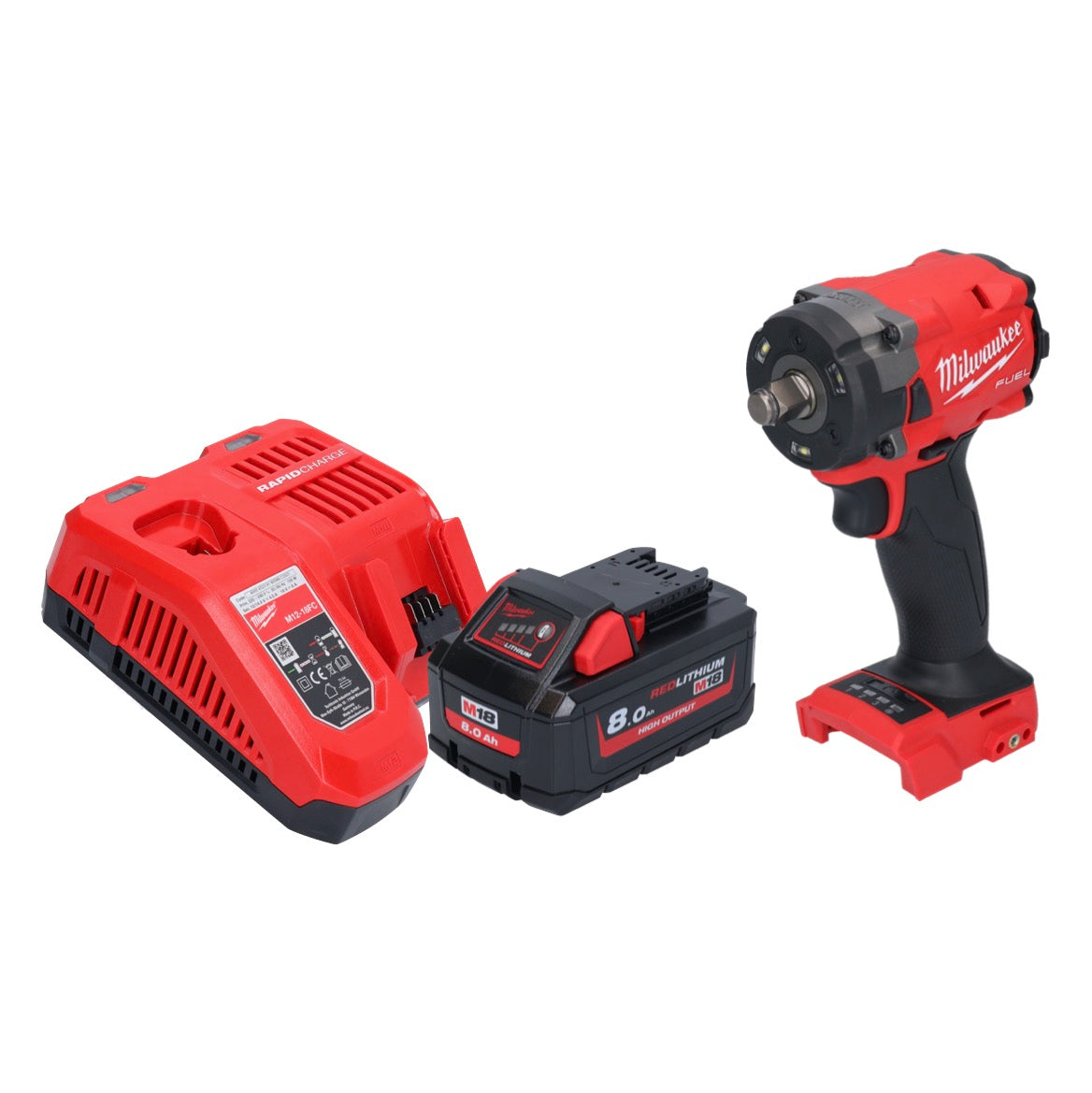 Milwaukee M18 FIW2F12-801 Akku Schlagschrauber 18 V 339 Nm 1/2" Brushless + 1x Akku 8,0 Ah + Ladegerät