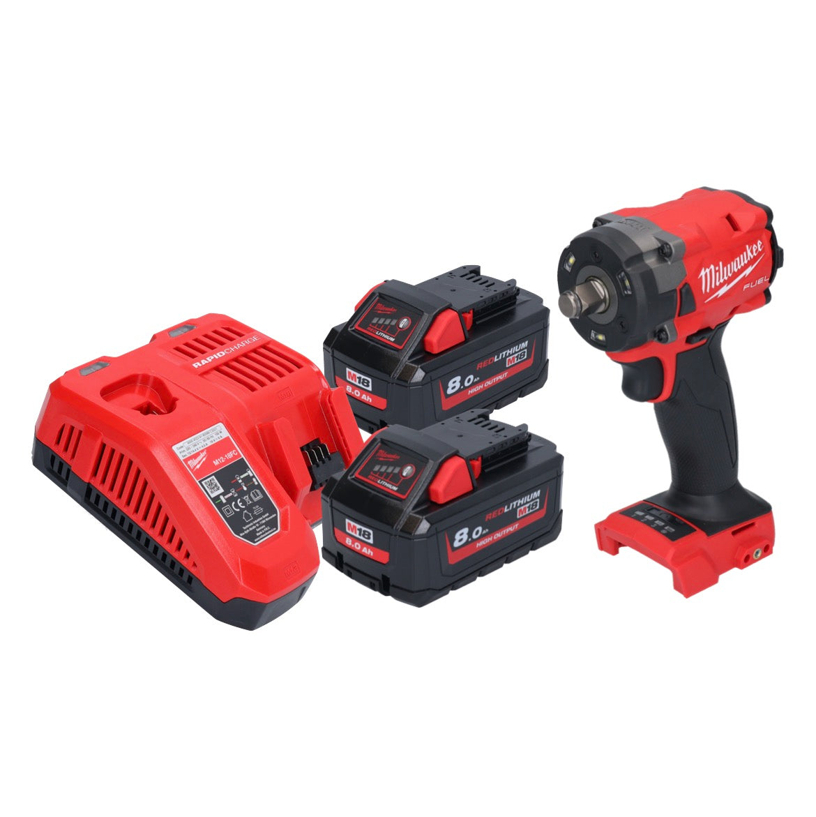 Clé à chocs sans fil Milwaukee M18 FIW2F12-802 18 V 339 Nm 1/2" sans balai + 2x batterie 8,0 Ah + chargeur