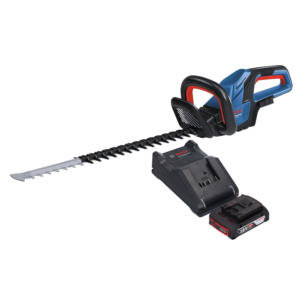 Bosch GHE 18V-60 Professional Akku Heckenschere 18 V 60 cm Brushless + 1x Akku 2,0 Ah + Ladegerät