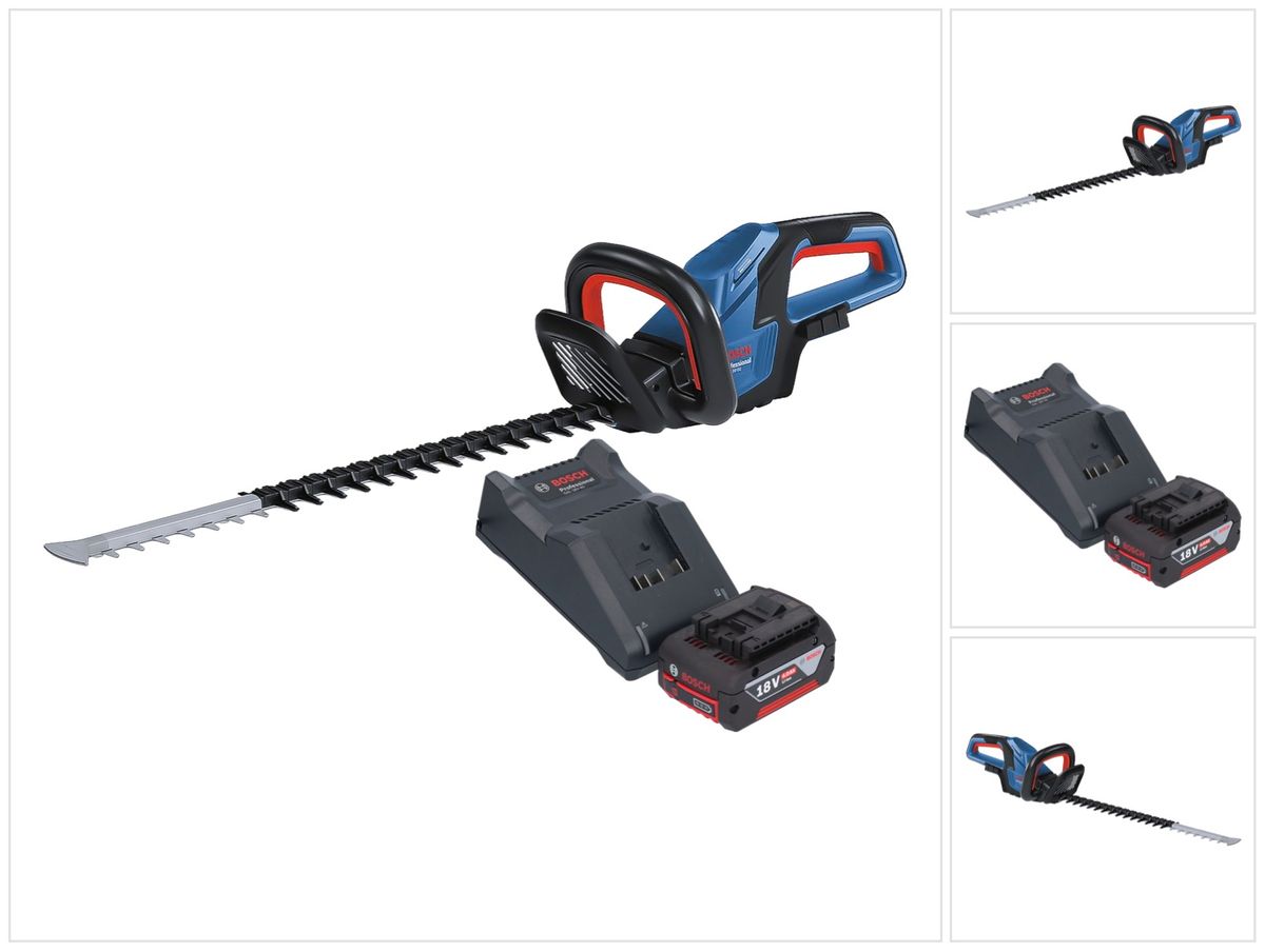 Bosch GHE 18V-60 Professional Akku Heckenschere 18 V 60 cm Brushless + 1x Akku 4,0 Ah + Ladegerät