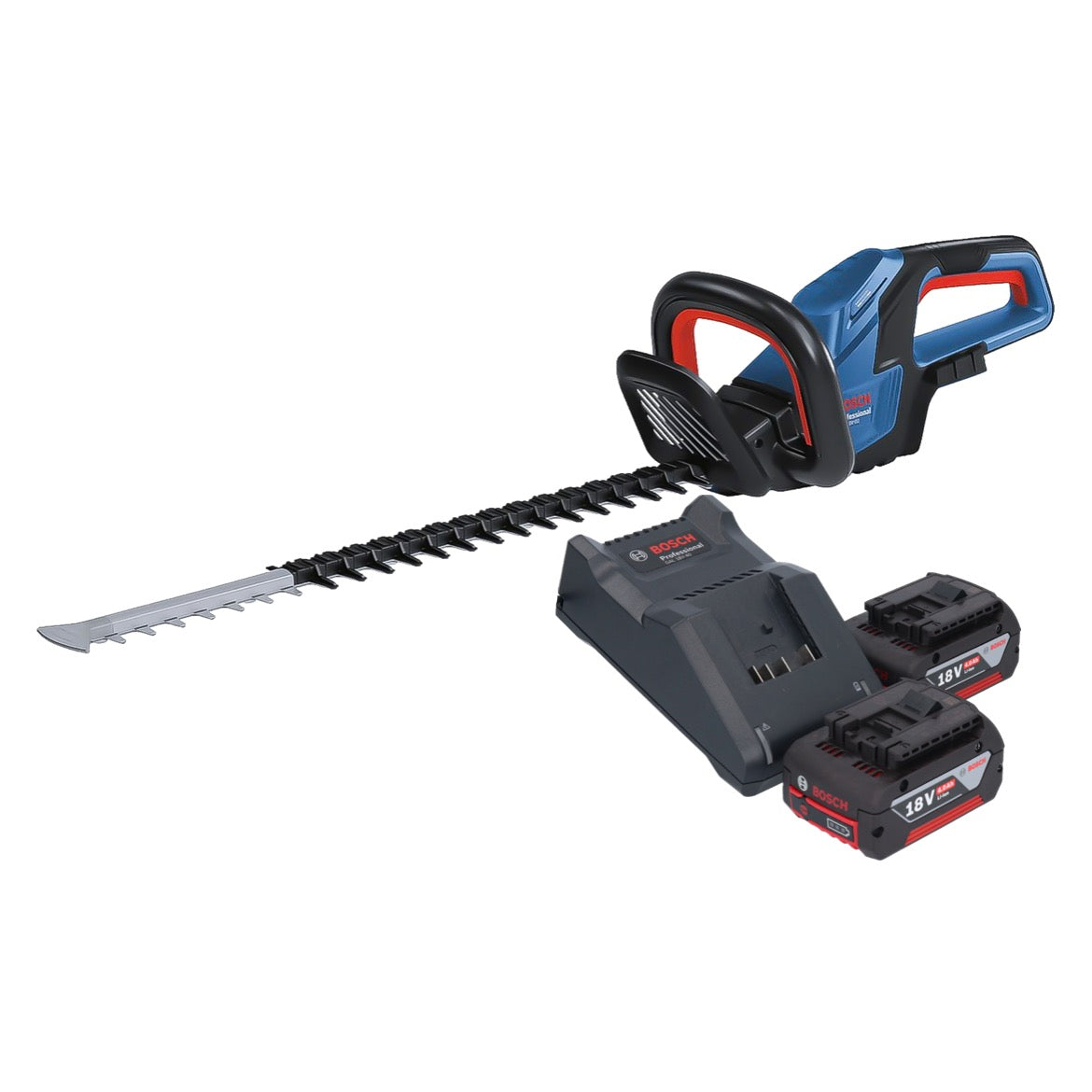 Bosch GHE 18V-60 Professional Akku Heckenschere 18 V 60 cm Brushless + 2x Akku 4,0 Ah + Ladegerät