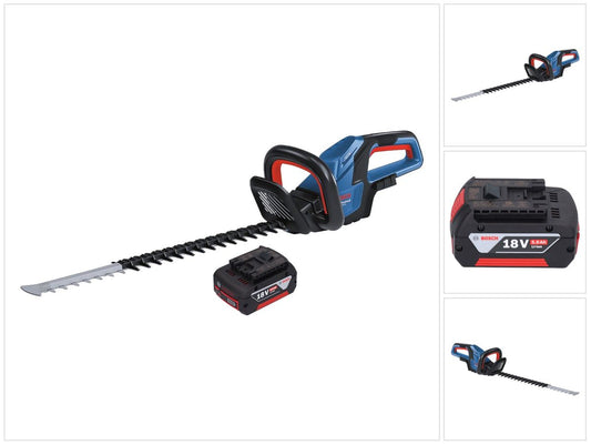 Bosch GHE 18V-60 Professional Akku Heckenschere 18 V 60 cm Brushless + 1x Akku 5,0 Ah - ohne Ladegerät