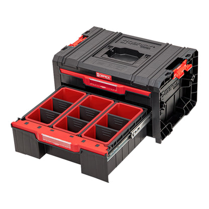 Qbrick System PRO Drawer 2 Toolbox 2.0 Expert stapelbar 450 x 310 x 244 mm 4,5 l 9,5 l IP54 mit zwei Schubläden 10 Inlays und 6 Trennwänden